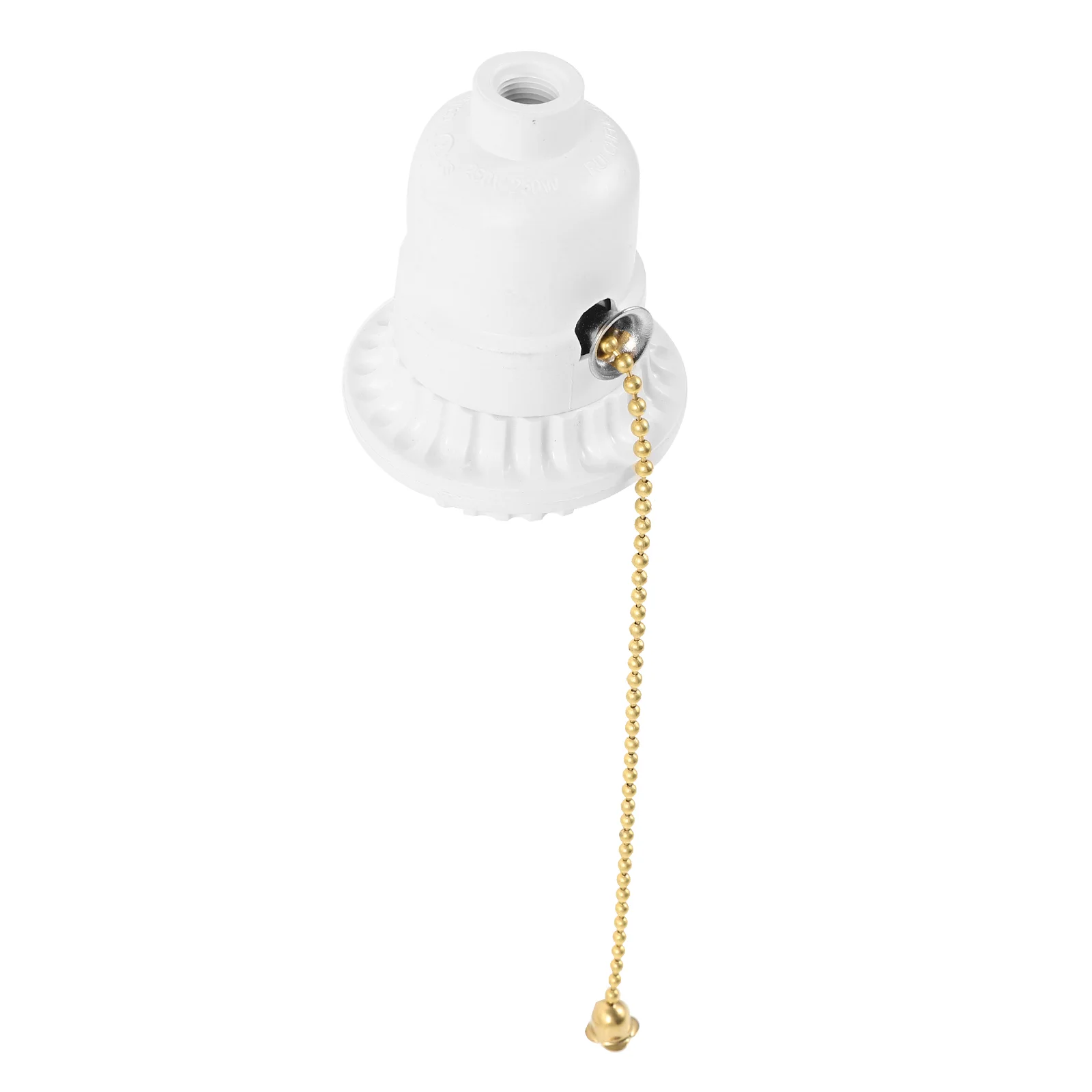 White Semi Double Ring Gold Switch Pull Chain Light Socket Lamp Head Terminal Base Screw Lamp Holder With Pull Lamp Base