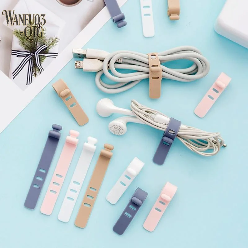Hot 20Pcs Cable Organizer Ties Clip Charger Cord Management Silicone Wire Manager Mouse Earphone Holder Data Line Winder Straps