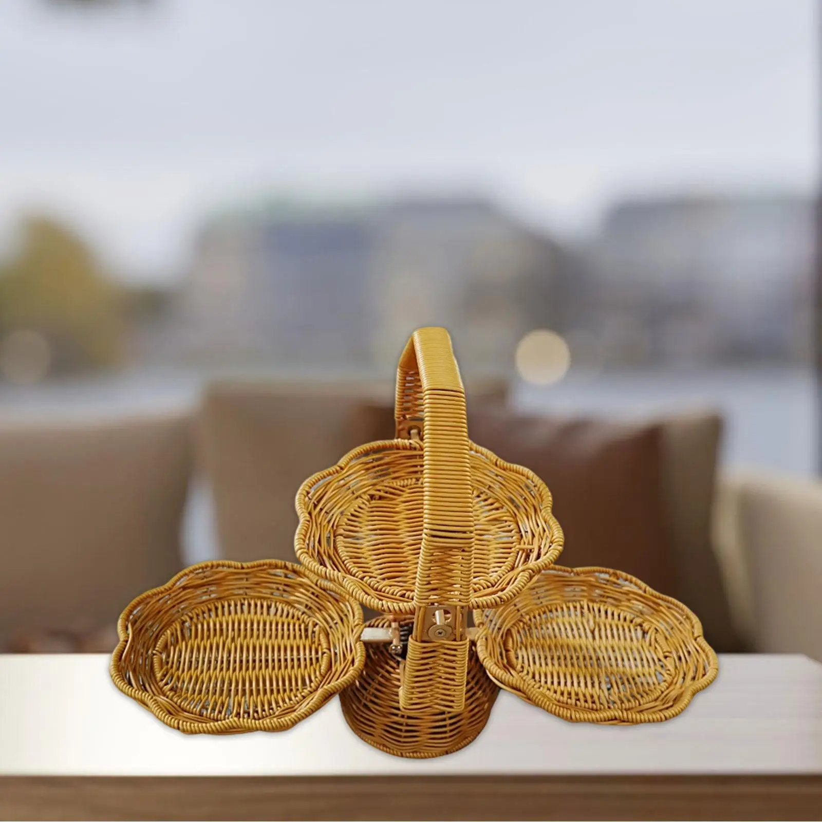 Modern Fruit Basket PP Material Three Layer Food Storage Bowl Foldable Breathable Vegetable Holder for Home Office