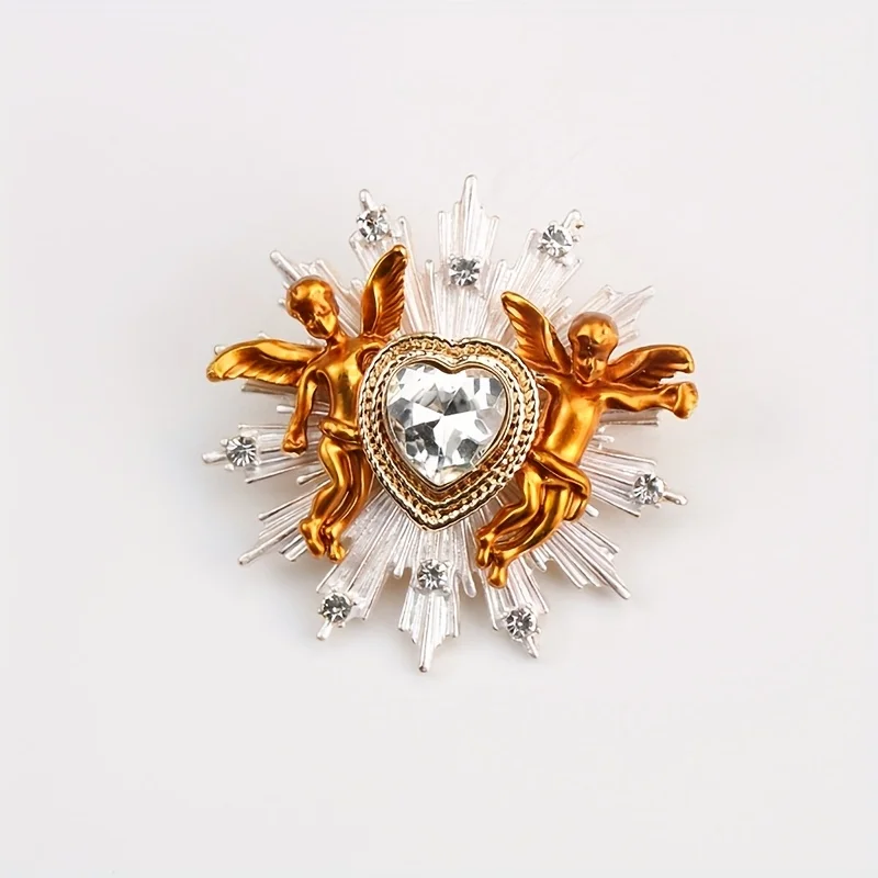 المرأة حجر الراين الحب الملاك كيوبيد بروش زوجين دبابيس خمر الملابس والاكسسوارات #5