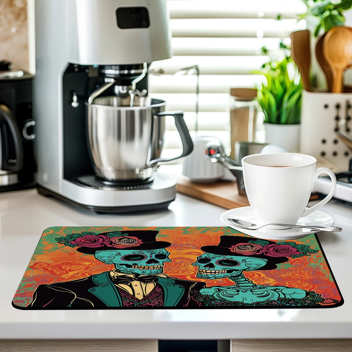 Diatom Mud Kitchen Drain Pads Skeleton Couple Absorbent Bowls   Tableware Draining Mat Placemats for Table Coffee Machine Mat