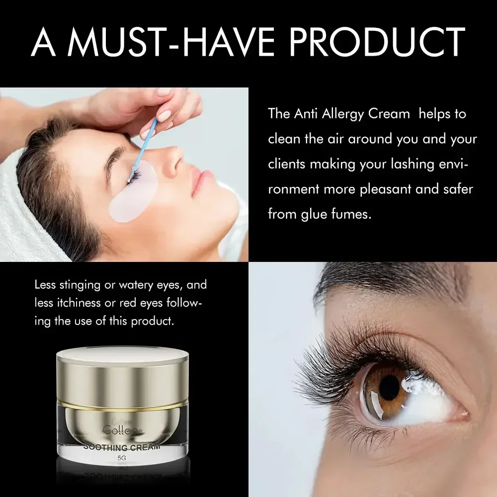 Gollee Eyes Anti-Allergie-Creme nach Wimpernkleber, verhindert Augenreizungen, Anti-Rötungen, Schwellungskleber, Wimpernverlängerungsallergie