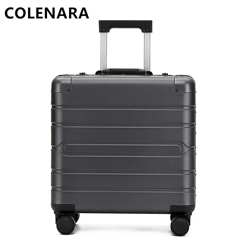 COLENARA 18 Inch Carry-on Luggage New All-aluminum Magnesium Alloy Trolley Case Men\'s Small Boarding Box Rolling Suitcase