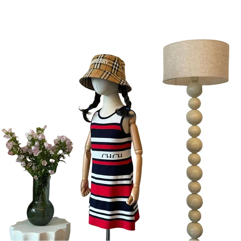 

CH knitted material children's casual striped dress High Quality Girls Gift Going Out to Play Essential Skirt
