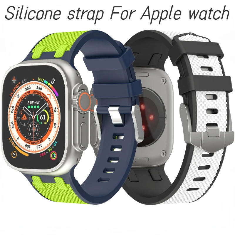 

Silicone Strap For Apple Watch Band Ultra/2 49mm 10 42/46mm 9 8 7 45mm Bracelet Belt iWatch 6 5 4 SE 44mm 42mm 40mm 38mm Correa