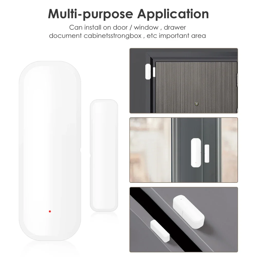 Sensor de puerta con WiFi para el hogar, Detector de puerta inalámbrico con Control remoto por aplicación Smart Life, Tuya, Alexa y Google Home