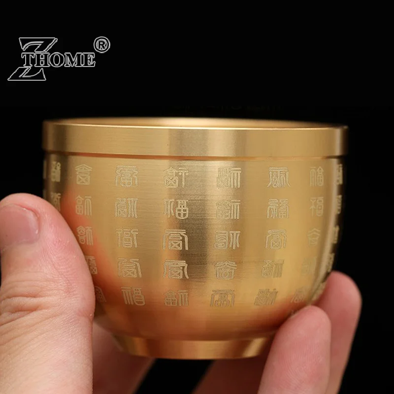 Feng Shui Treasure Bowl Vat Brass Copper Offering Bowl Small Serving Dessert Bowls Wealth Figurine Attract Wealth and Good Luck