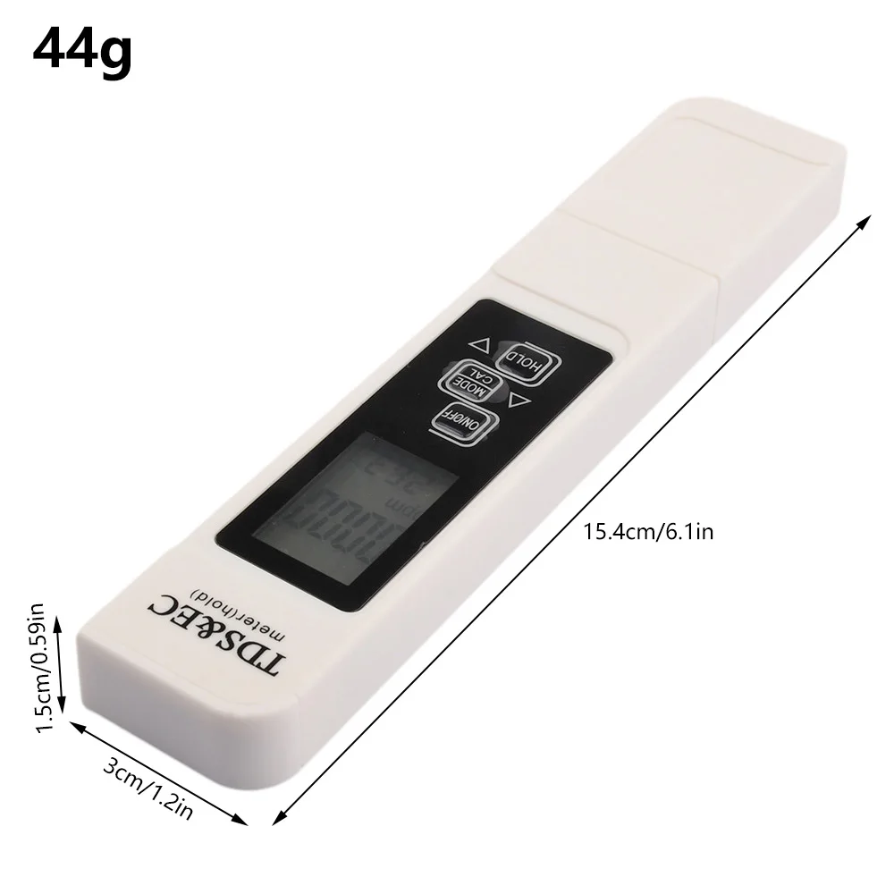 1PC White Digital Water Quality Tester Meter Range 0 9999 Multifunctional Water Purity Temperature Meter EC Tester with Battery