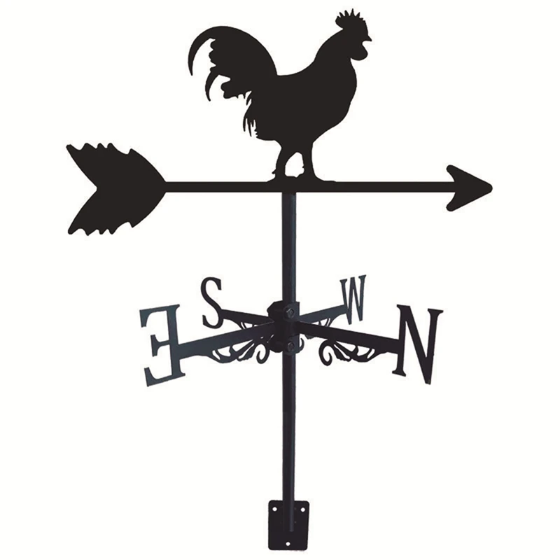 Rooster Cockerel Weather Vane Silhouette Wind Vanes Indicator Outdoors Decorations Garden For Roof Yard Building Easy Install