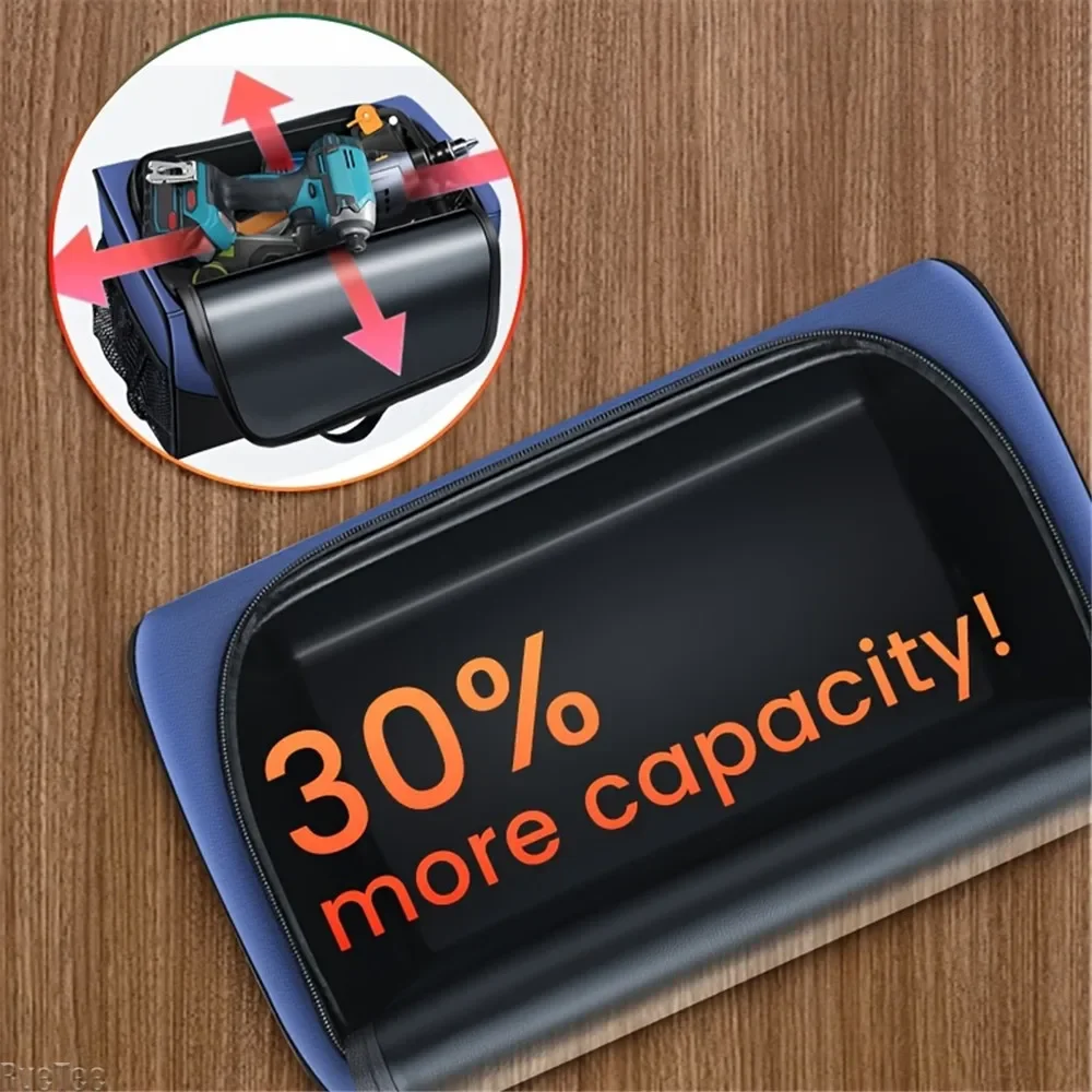 AIRAJ Square Tool Bag with 30% More Capacity Waterproof Multi Pockets Tool Organizer Tool Pouch for Electrician Tools