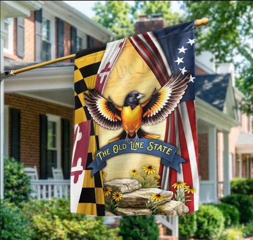 Maryland Baltimore Oriole Bird Flag, The Old Line State  Garden Flag, House Flag OOV IIC