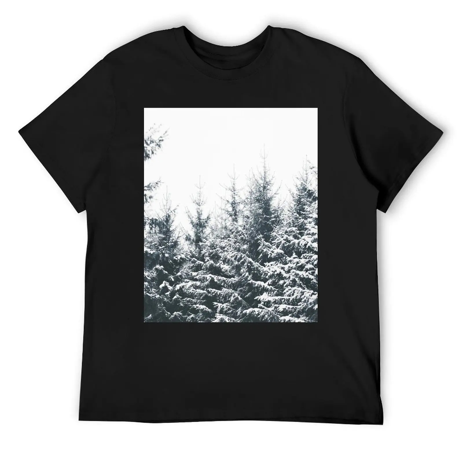 雪に覆われた冬のTシャツ,霧,月,霧,乳白色,カスカディアの木のある不思議の国の森