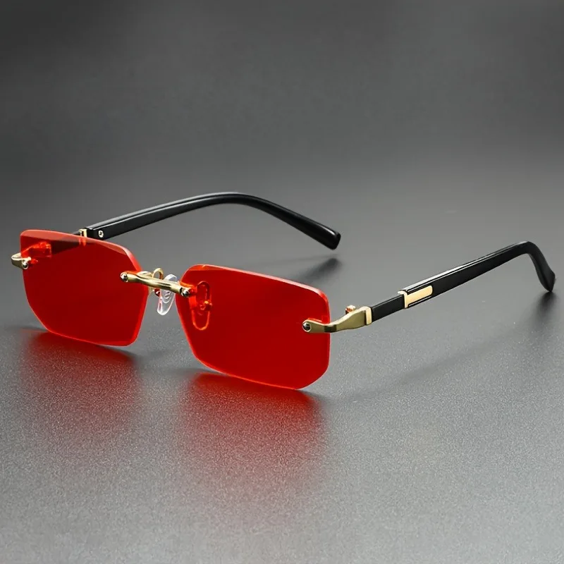 

2pcs Rimless Rectangle Sunglasses, Y2K UV400 Frameless Sun Glasses, Retro Eyewear for Women & Men