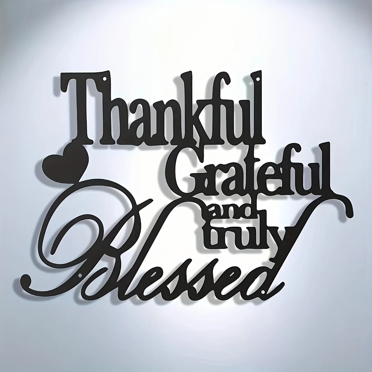 CIFBUY Metal Thankful Grateful and Truly Blessed Wall Art, 2D Flat Cursive Quote Sign, Farmhouse Scripture Metal Wall Hanging