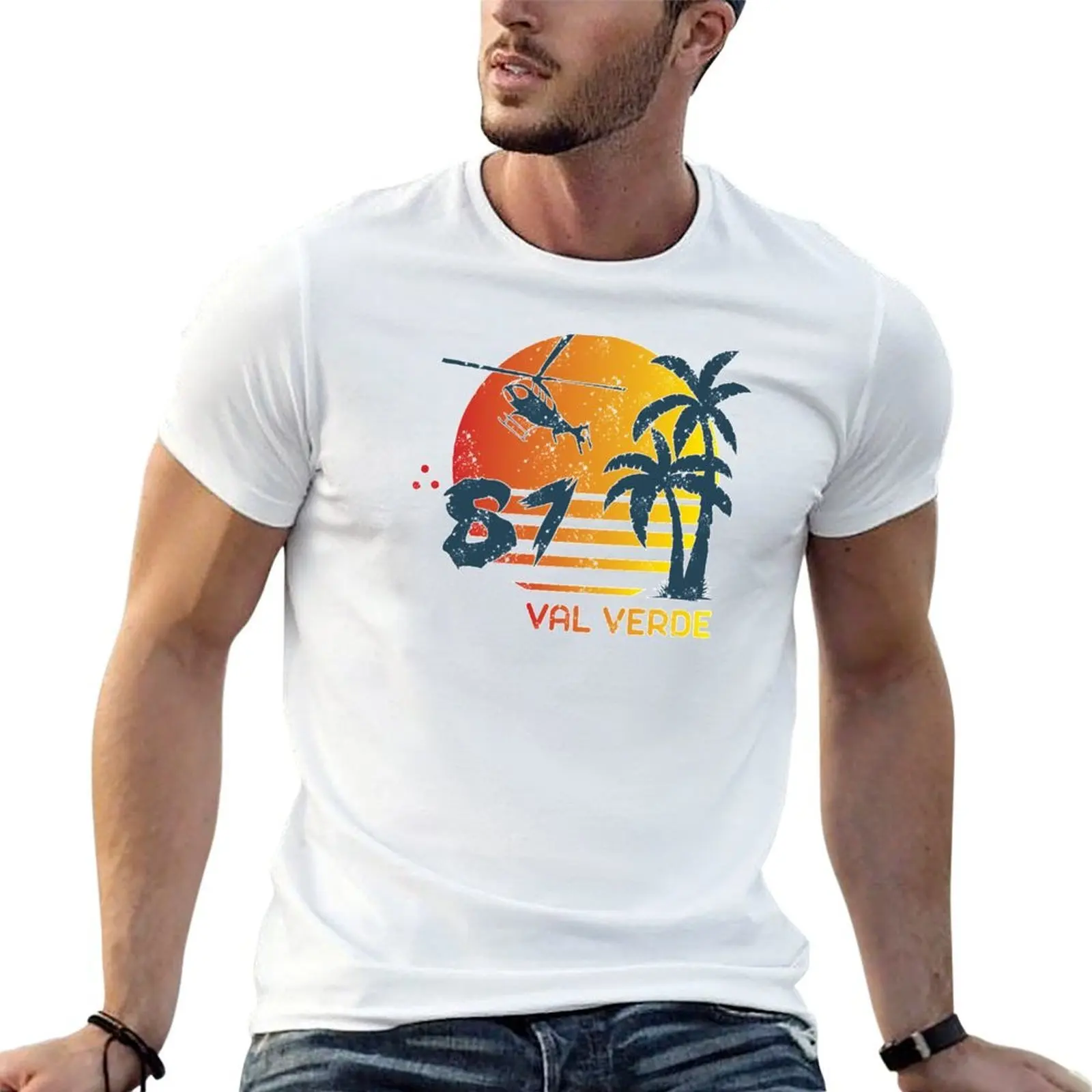 Val Verde Predator Jungle '87 Postcard T-Shirt man t shirt graphic t shirt man plain man t shirt cotton T-shirt