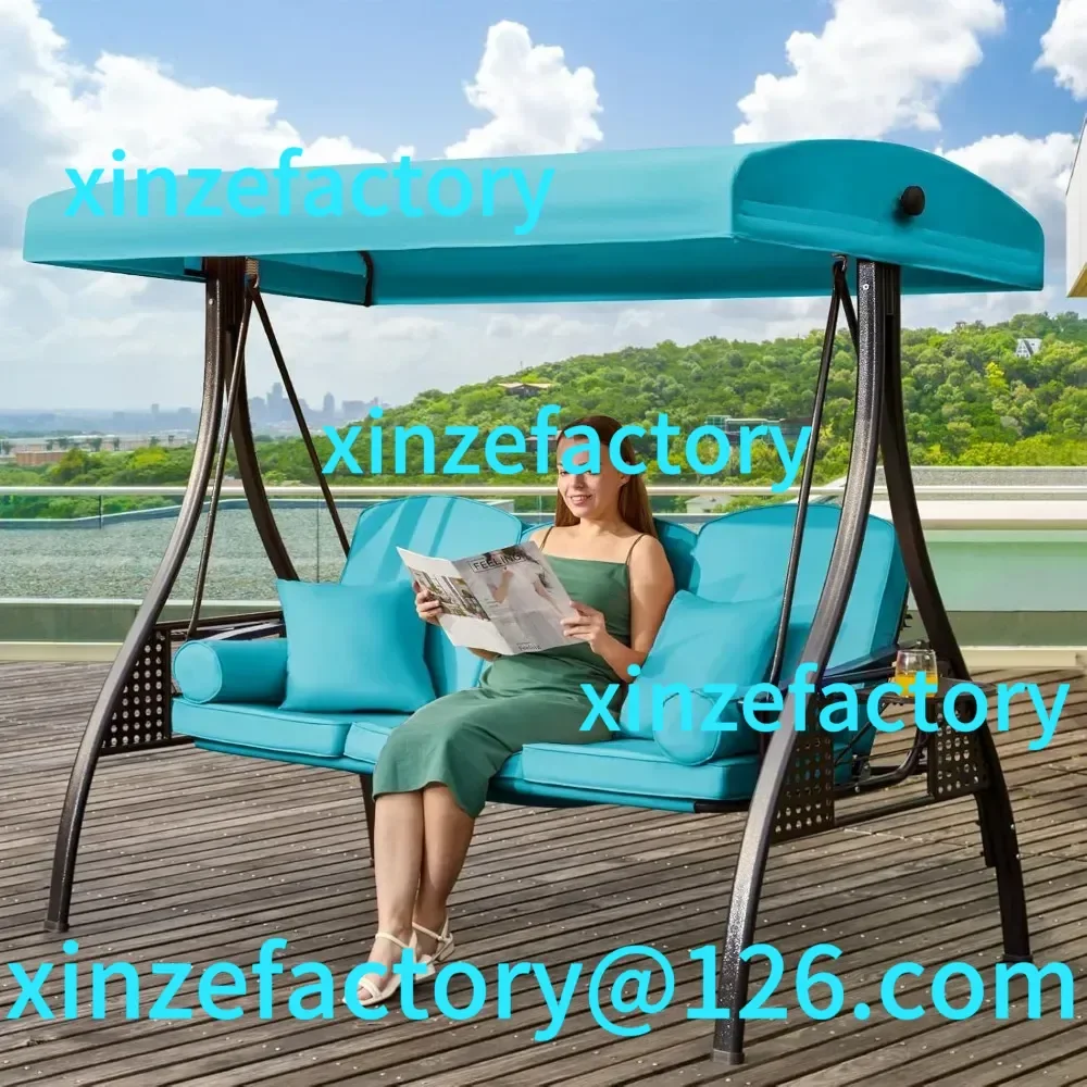 

Customizable Outdoor Porch with Adjustable Canopy, 3 Seat Outdoor Swing for Adults, Patio Swing Chair with Thickened