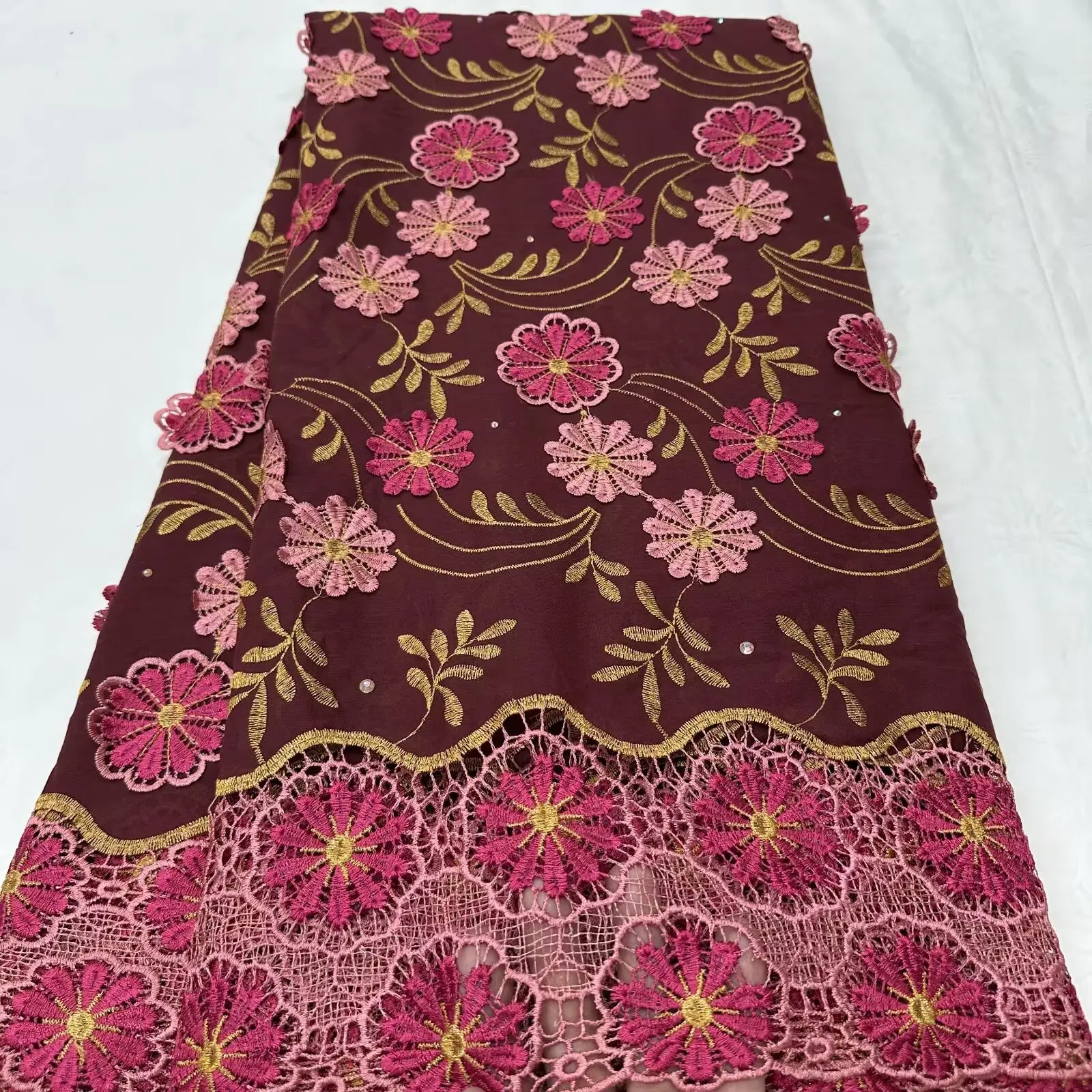 Latest Swiss Voile 3D Flower Applique Lace 5 Yards African 100% Cotton Soft Water Soluble Lace Fabric for Dress 16a97