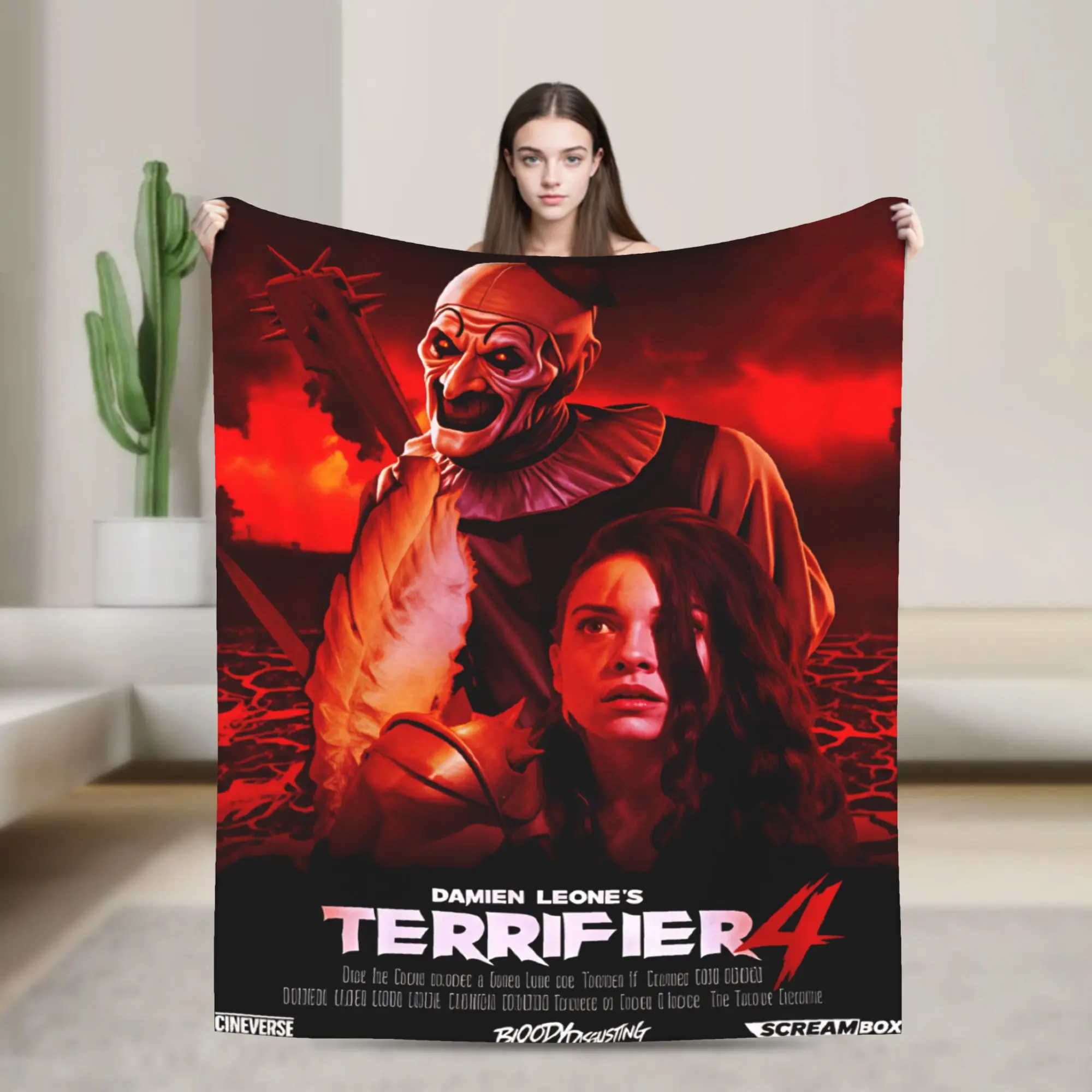 Terrifier 4 Halloween Blanket Quality Soft Warm Horron Throw Blanket Autumn Girls Boys Outdoor Aesthetic Bedspread