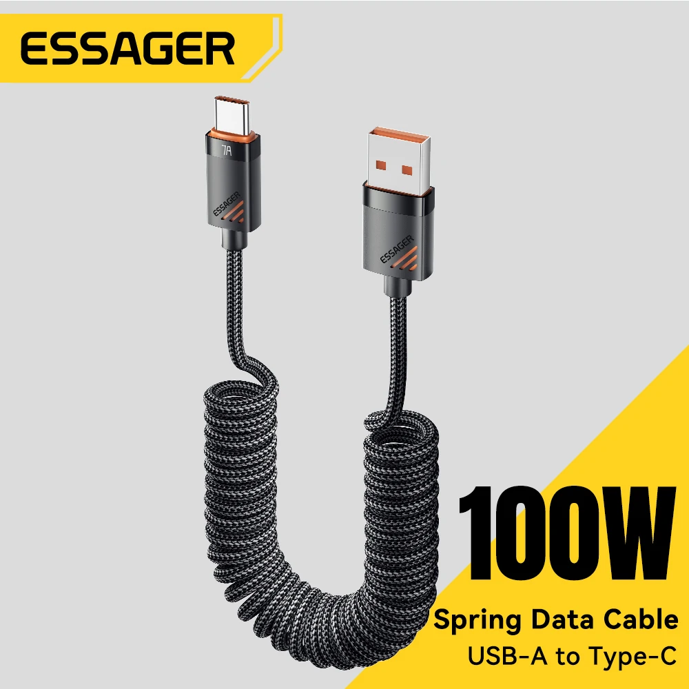 Essager7A 100W USB C Cable Type C For Huawei P50 P40 Fast  Charging Charger Data USB-C Cable for Xiaomi 12 Poco F3 Samsung