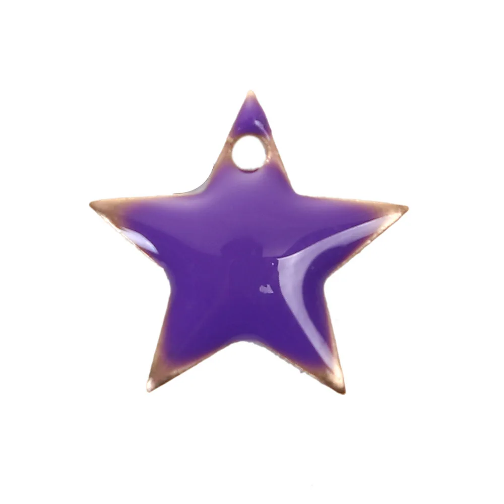 DoreenBeads Copper Enamelled Sequins Charms Pentagram Star Unplated Enamel Pendants DIY Making Findings 12mm x 11mm, 10 PCs