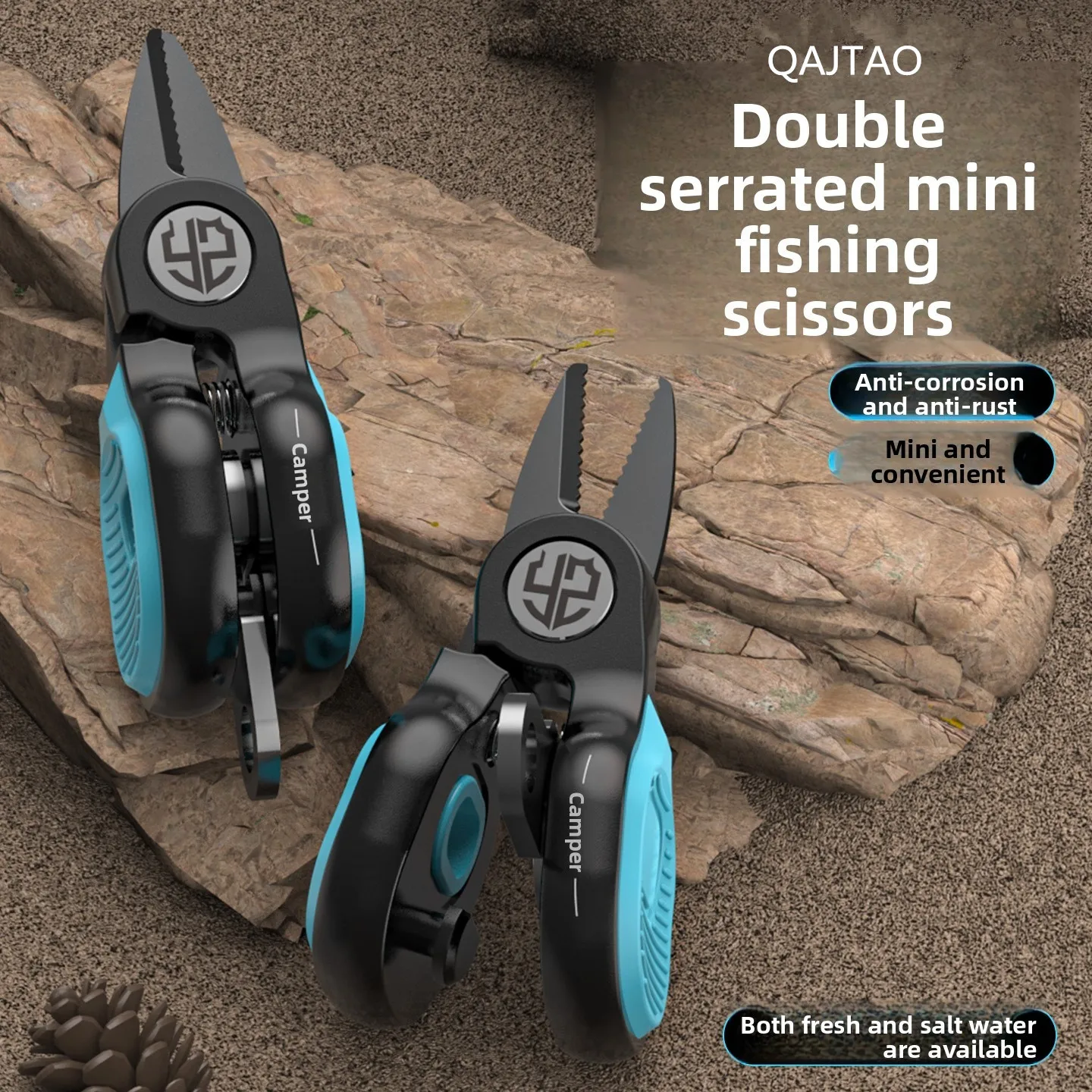 Tijeras de pesca acero inoxidable – Hoja dentada para señuelos y PE - imagen 4