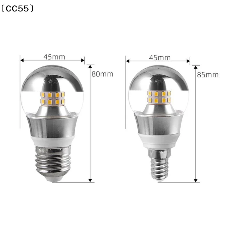 LED Mirror Bulb Half Silver Filament Led 5W E27/E14 Base 360 Degree Angle Warm White Neutral Light Ball Lamp Decoration〔CC55〕 - view 6