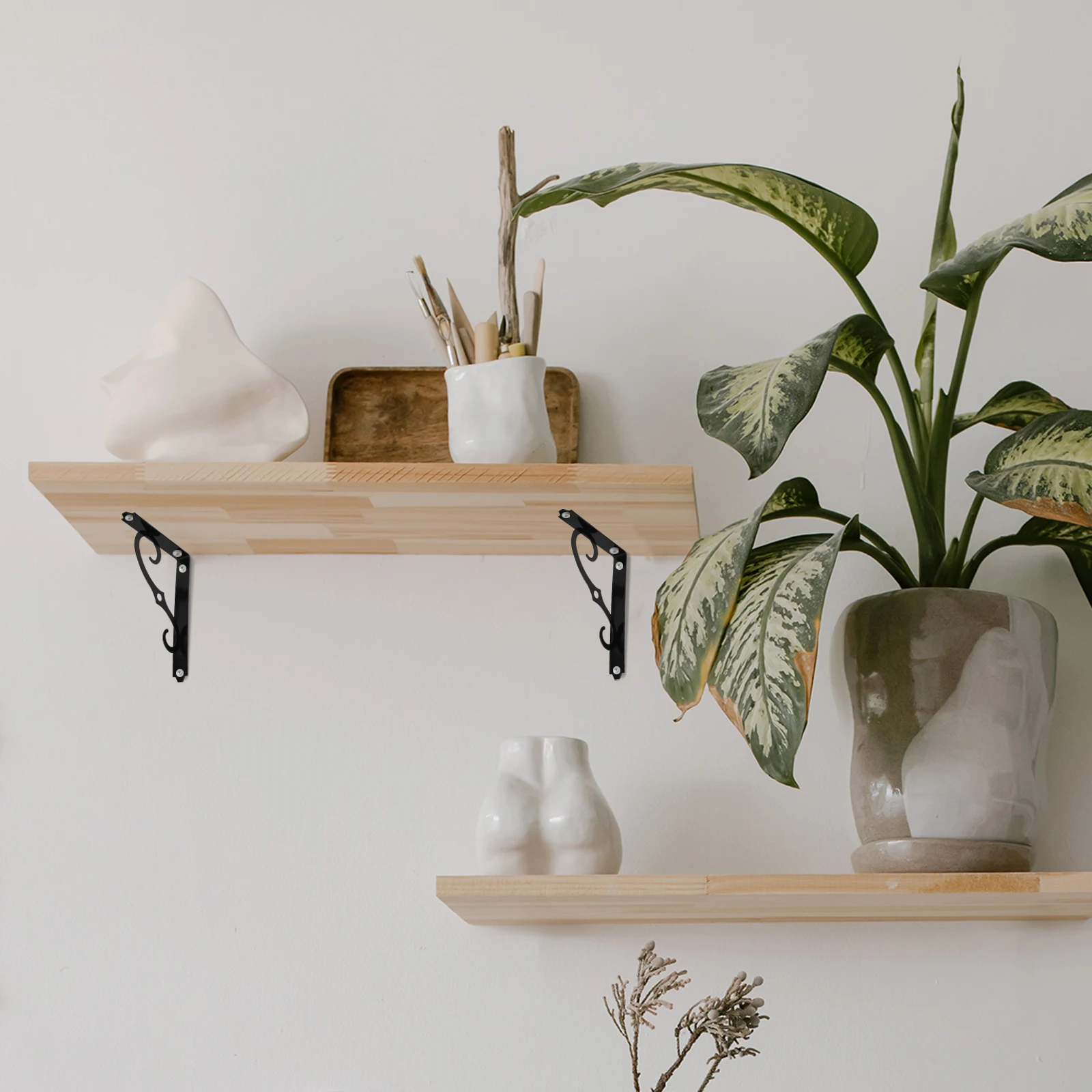 

6 Pcs Tripod Wall Shelf Hanging Shelves for Bathroom Iron Angled Household Bracket