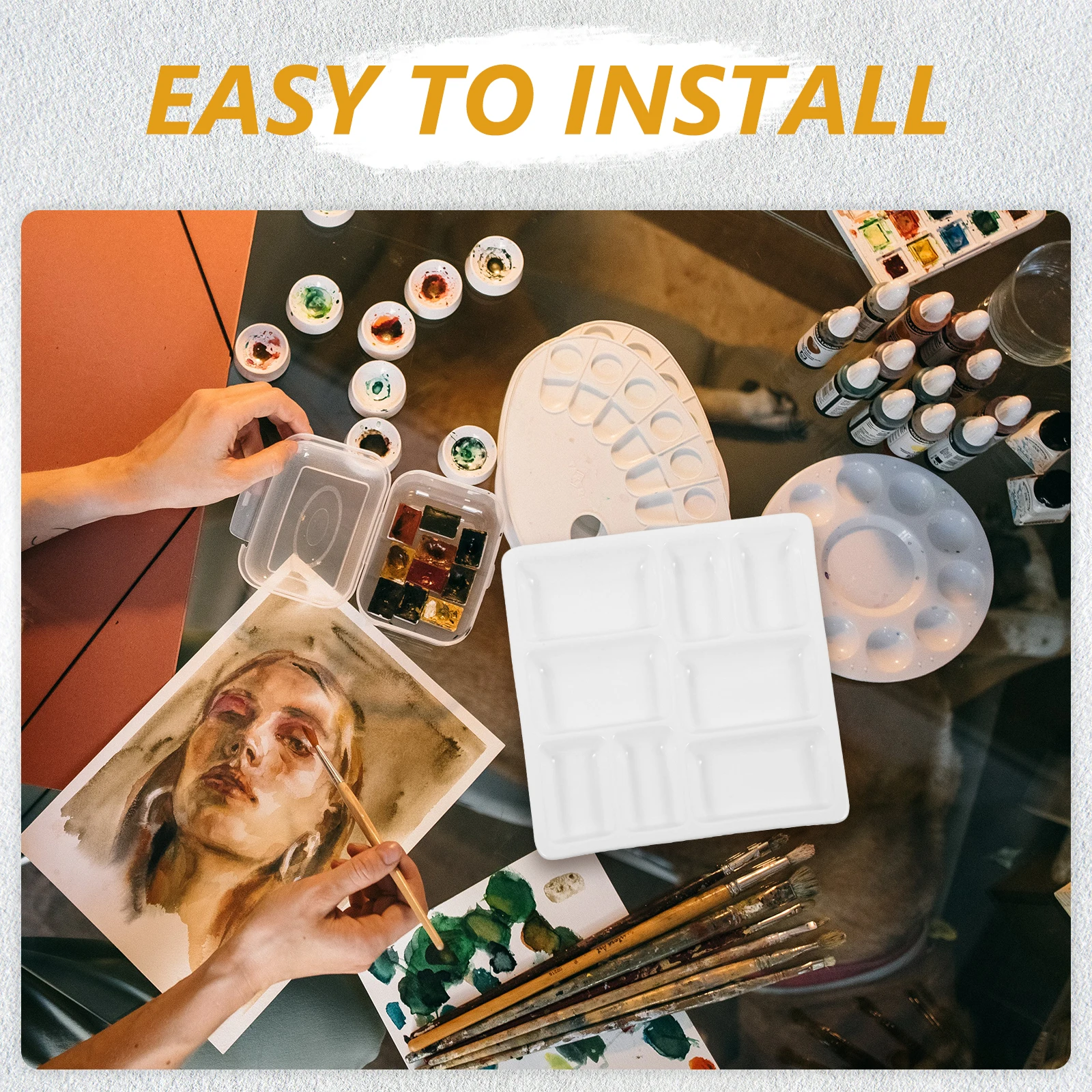 

Watercolor Mixing Tray Ceramic Palette Paint Color Mixer Artist Pigment Mixing Tray Multifunctional Color Board