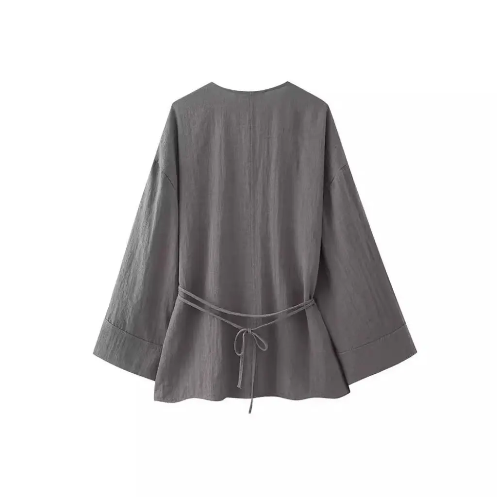 

Women's Linen Kimono Pants Suit Double Placket Comfortable Wholesale Fashion New Arrival