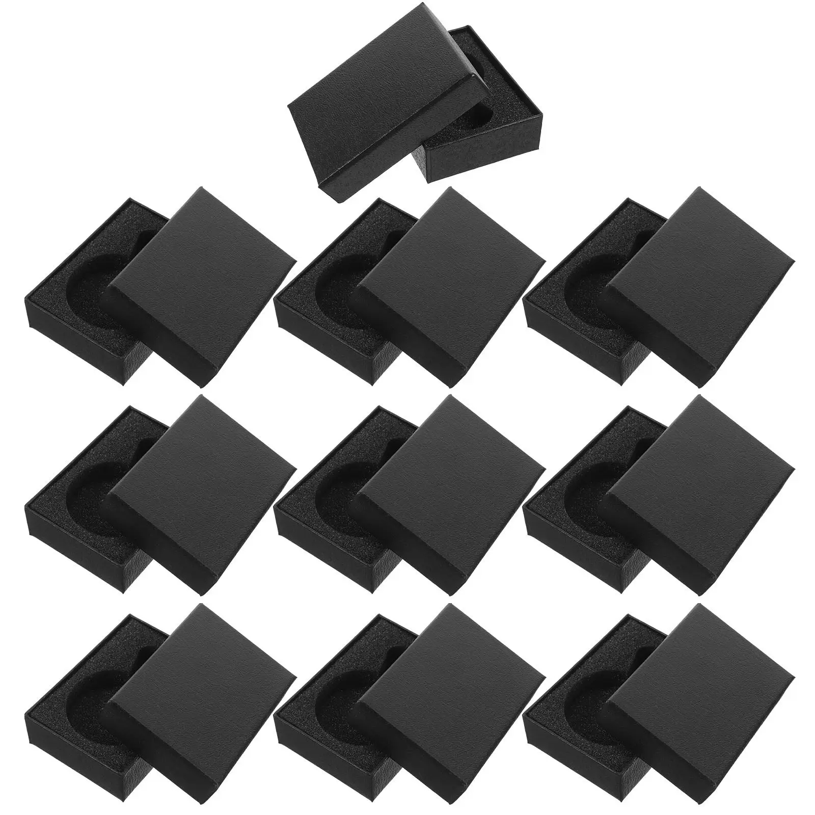 10Pcs Pocket Watch Storage Case Black Cardboard Organizer Box Sponge Liner Impact Resistant Scratchproof Jewelry Watch Display