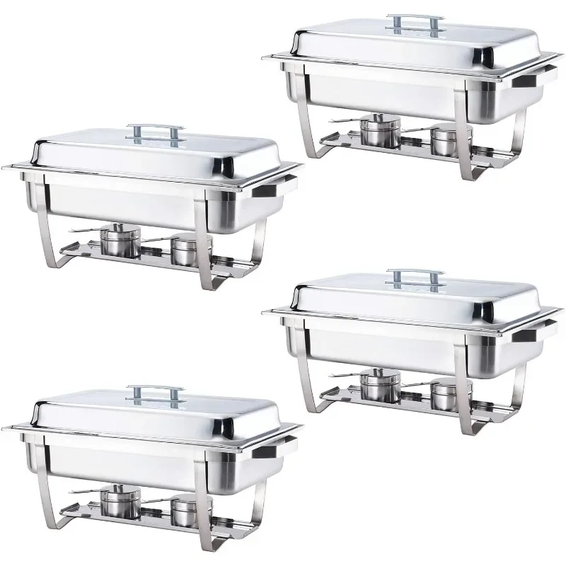 Stainless Steel Chafer Complete Set, 70014, Gray, 4 Pack, 8 Quart Hot Pot, 8 Quart, Alpine Gray Handles