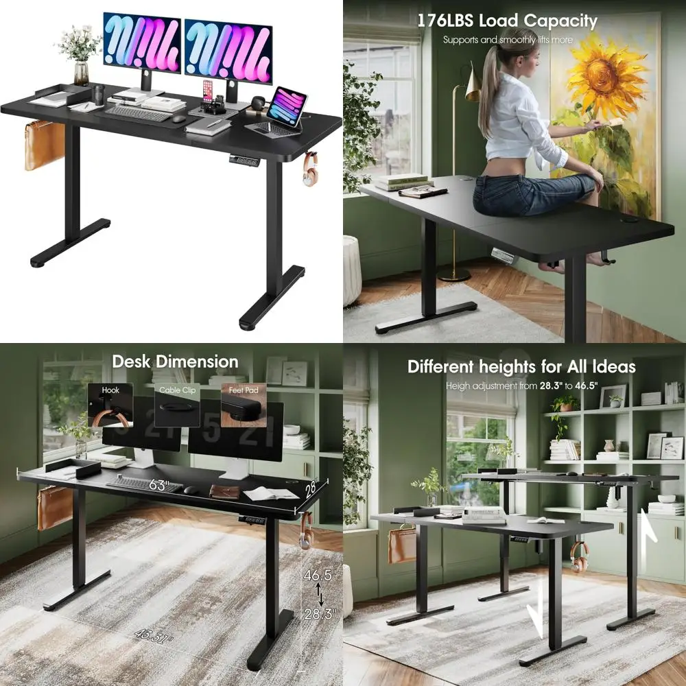 

Эргономичный стол с регулируемой высотой для домашнего офиса: электрический стоячий стол 63 Вт x 28D с предустановленными настройками памяти