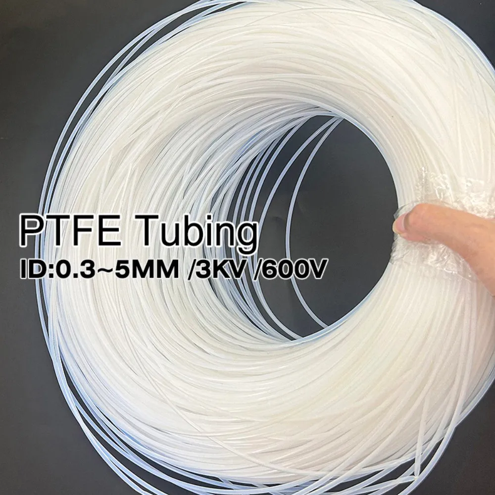 White PTFE Tube Insulated Capillary ID 0.3-5mm 600V Heat Protector Transmit Hose Rigid Temperature Corrosion Resistance - view 2