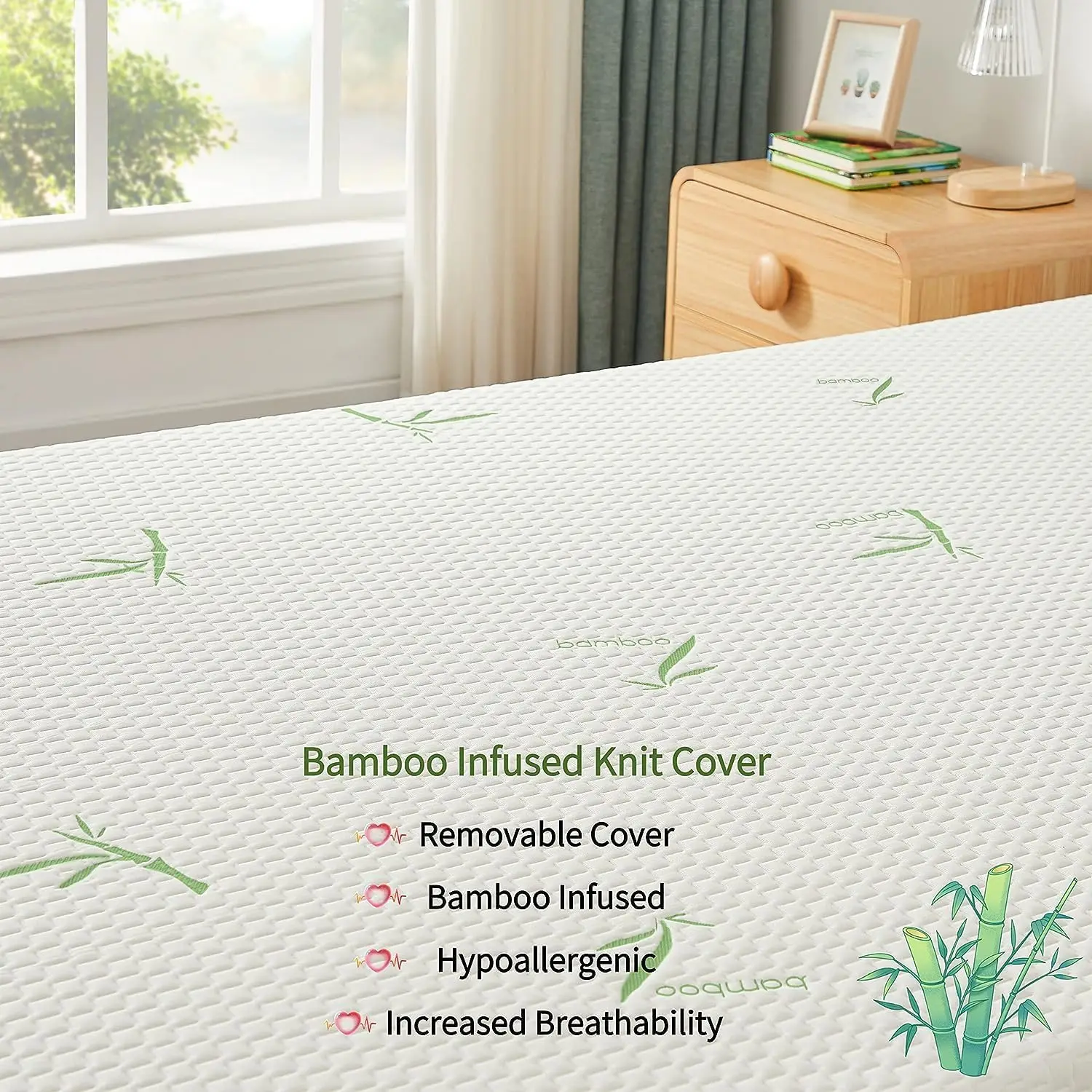 Twin Mattress 6 Inch Memory Foam Mattress in a Box with Breathable Bamboo Cover Medium Firm Gel Mattress for Bunk Bed Trundle Be
