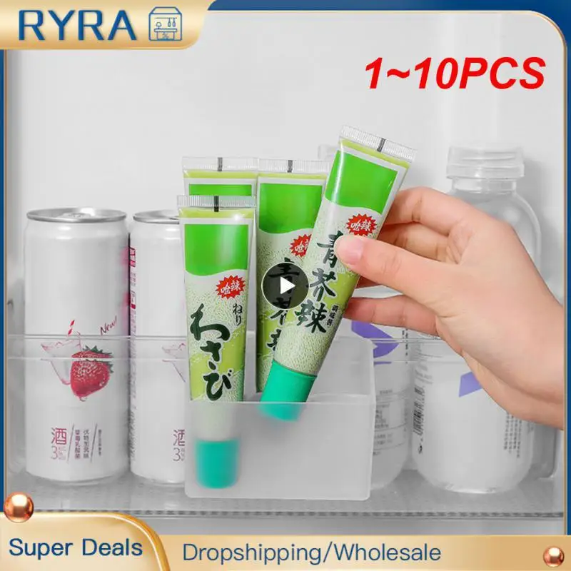 1~10PCS Sauce Bag Finishing Box Transparent Double-layer Plastic Hanging Mini Organization Storage