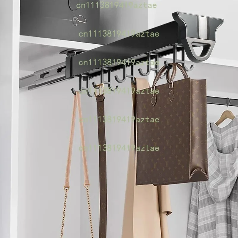 Multifunctional Pull-Out Push-Pull Hanger, Mobile Hook Storage Rack for Kitchen Pot, Cabinet, Balcony Locker & Wardrobe
