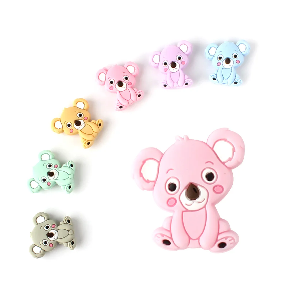 10pcs/Lot Silicone beads Cartoon koala Baby Teething Beads Teether Food Grade DIY Pacifier Chain Rattle Accessories Newborn Gift