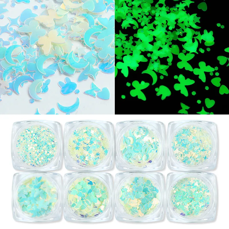 Glow In The Dark Resin Sequins Butterfly Glitter For Epoxy Resin Filling Pigment Luminous Moon Stars Flakes Silicone Mold Filler