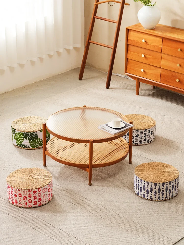 Straw futon cushion Thickened tatami seat pier Floor Woven seat cushion Floor pad Living room cushion Household decor home