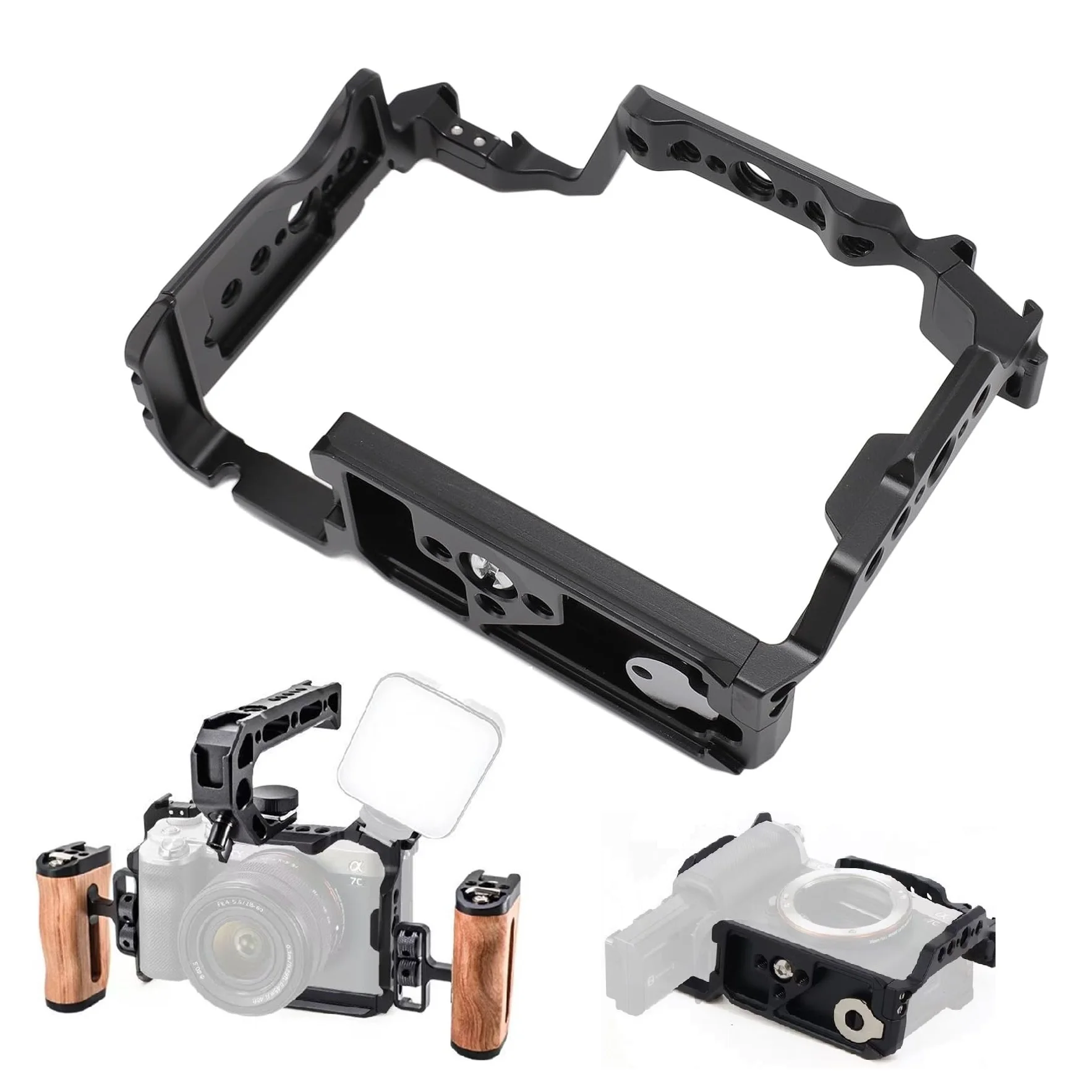 Vlog Filming Camera Cage Set for Sony Alpha 7C II/7CR ILCE-7CM2 A7CR A7C2,Multi Expansion Mounts Cold Shoe Protective Camera Rig