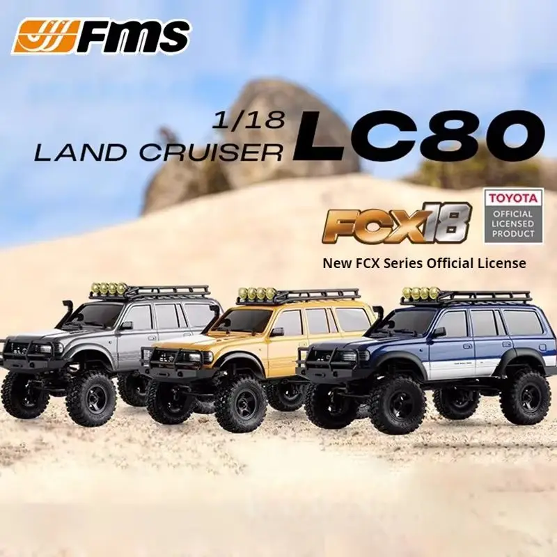 FMS FCX18 LC80 1:18 Scale Off-Road RC Car Four-Wheel Drive Remote Control Climbing Vehicle with 60 Minute Long Range Battery Toy