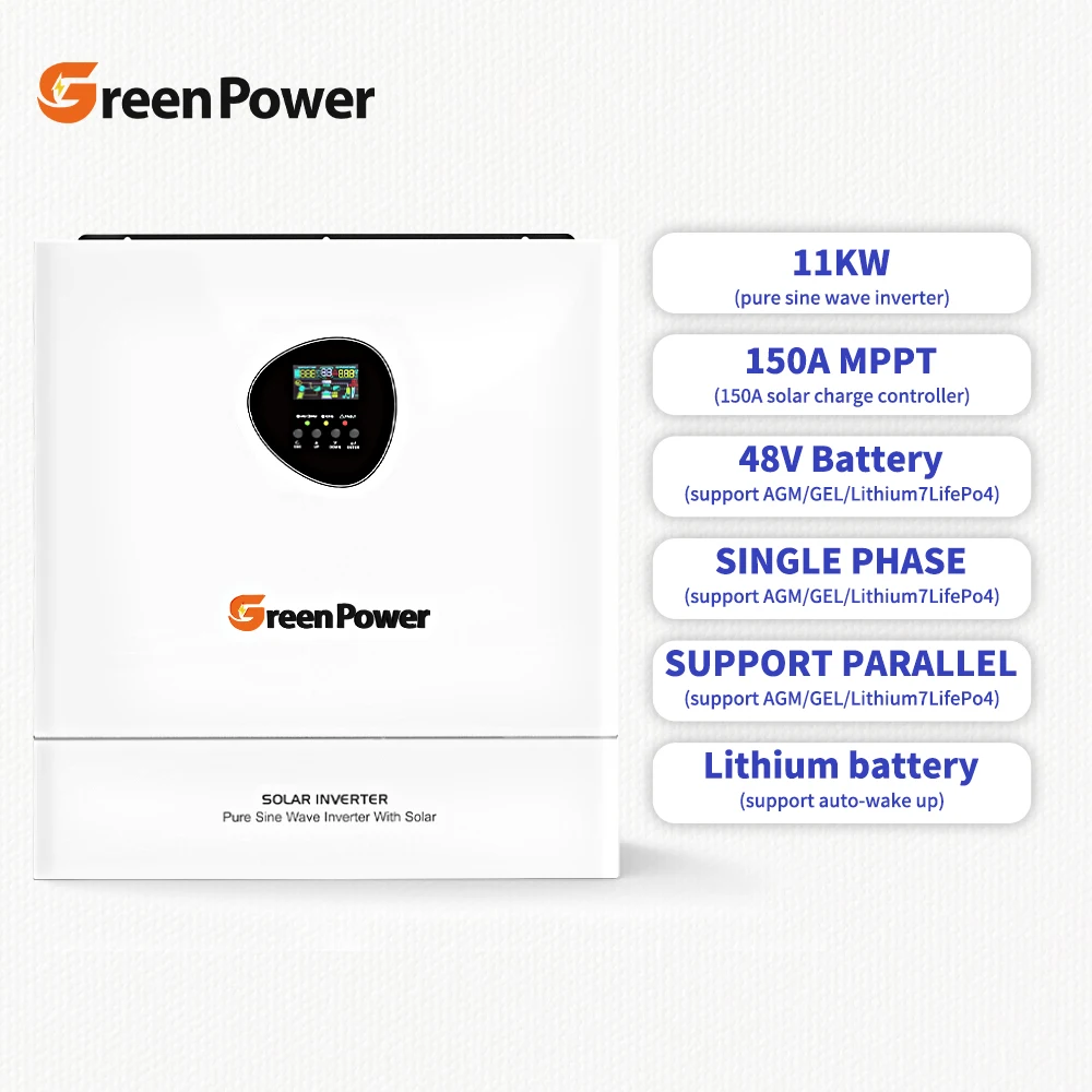 in Stock 6.2KW 11KW 48V Dual Output Inverter Built-in 120A MPPT Solar Charge Controller