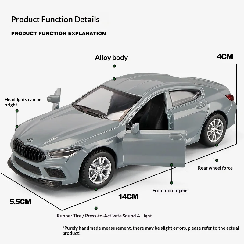 Scale 1:32 M8 Car Model Toy Diecast Alloy Doors Opened Music Light Pull Back Simulation Police Cars Toys  for Kids Presents