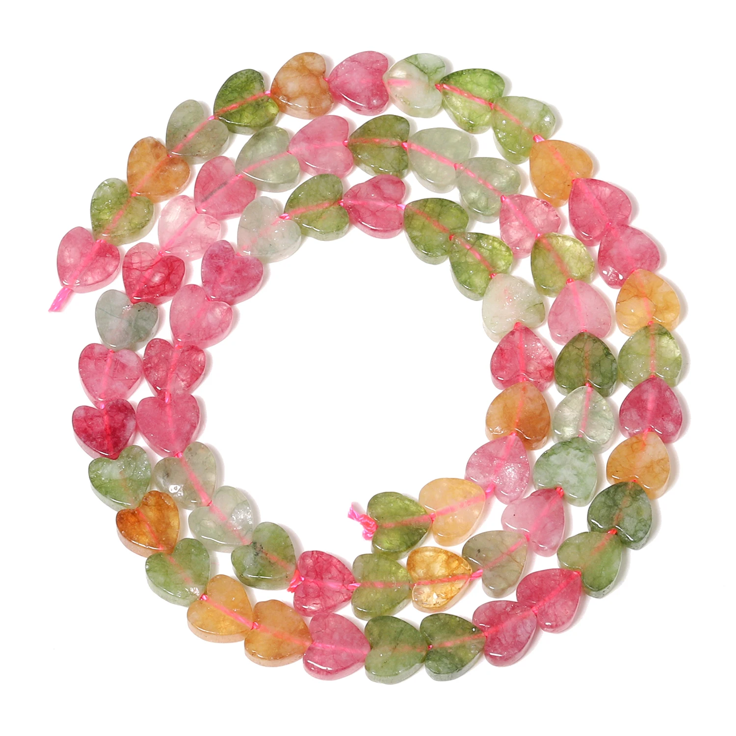 6 mm herzförmige bunte Turmalin-Perlen, Naturstein-Abstandsperlen für die Schmuckherstellung, Energieheilungs-Armband-Zubehör, 15''
