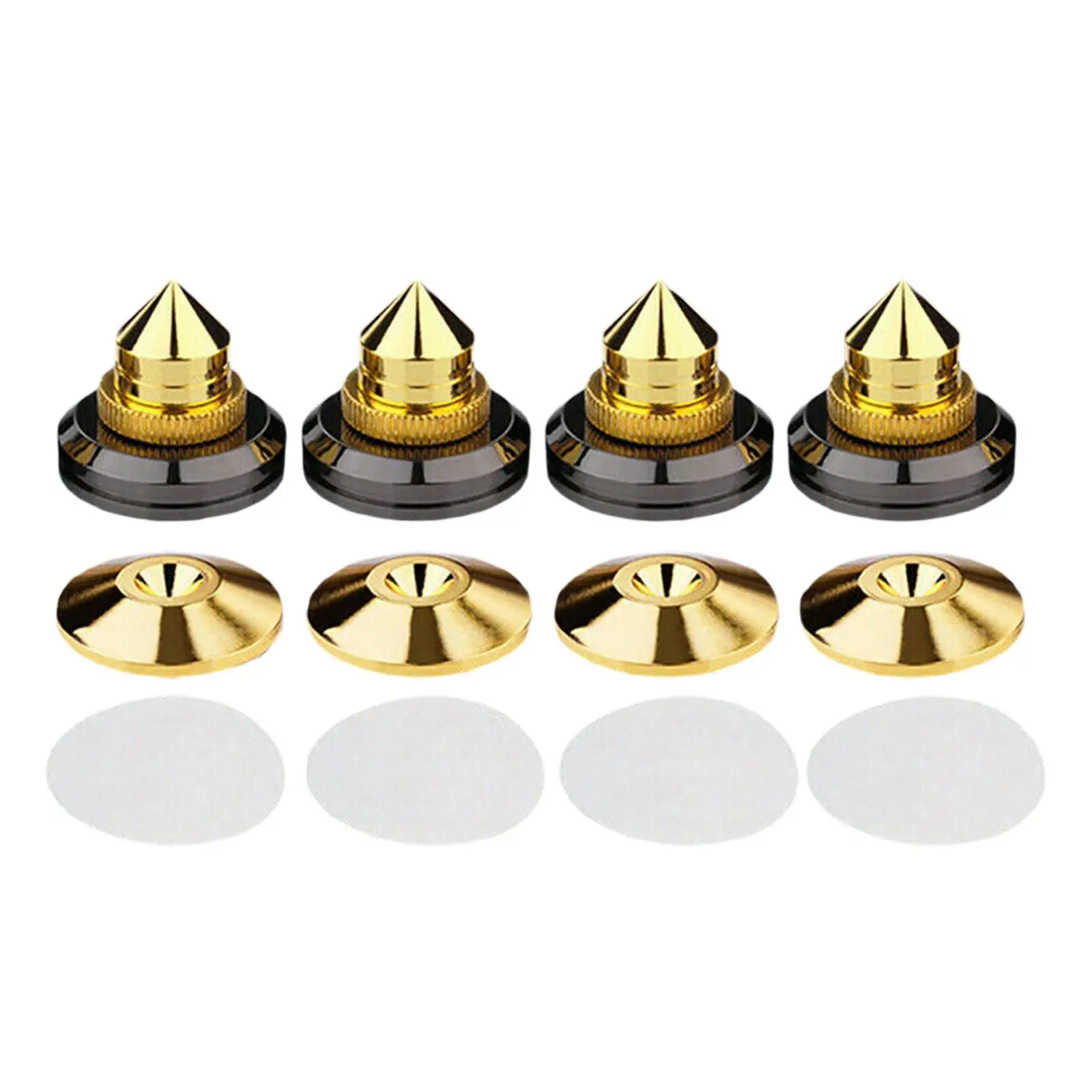 Heat Resistant Alloy Speaker Spikes for Audio Components with Double Sided Tape Base Pads Floor Protector