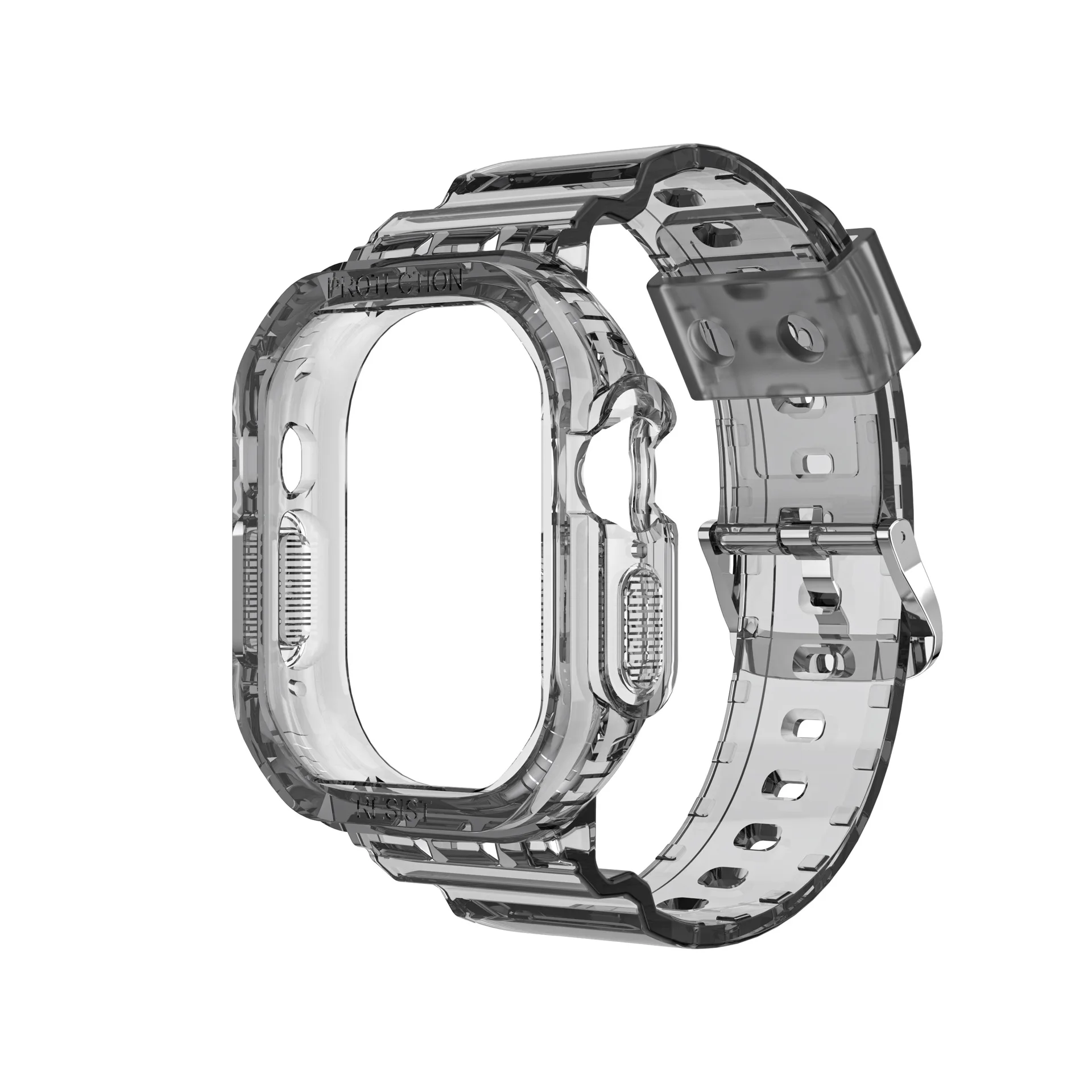 Transparent Band Case for Apple Watch Ultra 49mm 2 in 1 Rugged Cases Strap for iWatch Ultra 1 49 mm Bracelet Correa Watchband