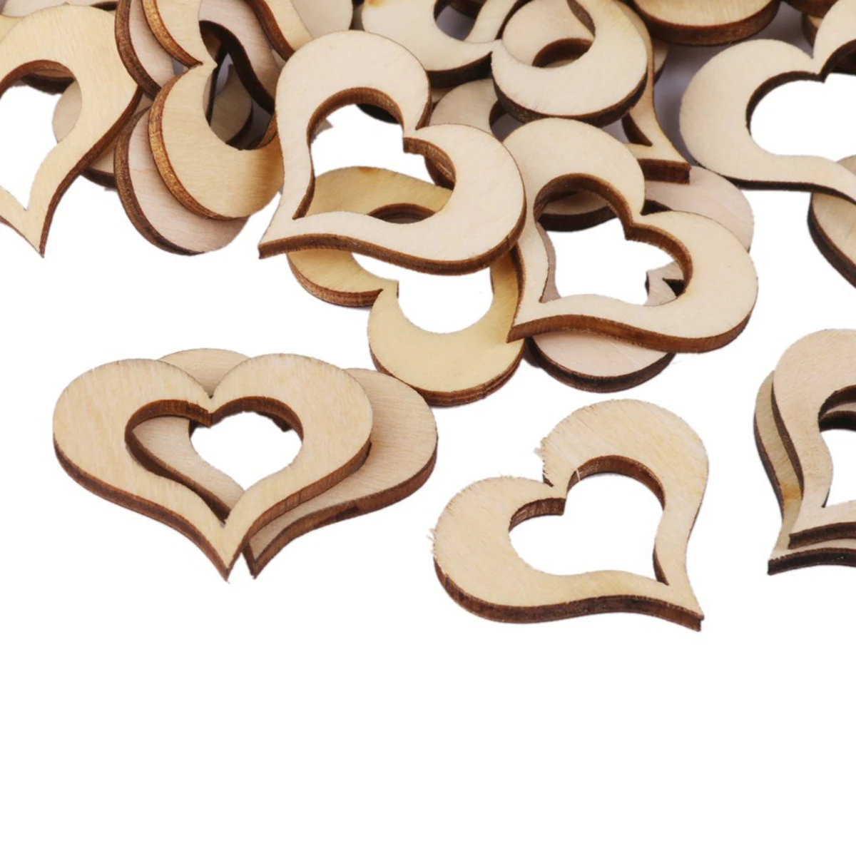 

50pcs Wood Slices 30mm Natural Basswood Heart Shaped Discs for Card Making Scrapbooking Wooden Accessories Craft Projects