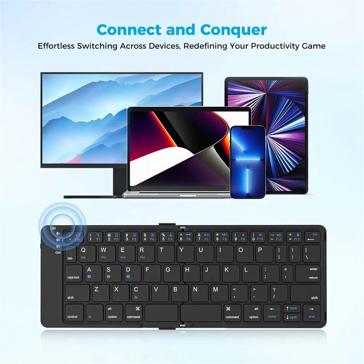 X61A_Keyboard Bluetooth Lipat, Keyboard Lipat untuk Ponsel