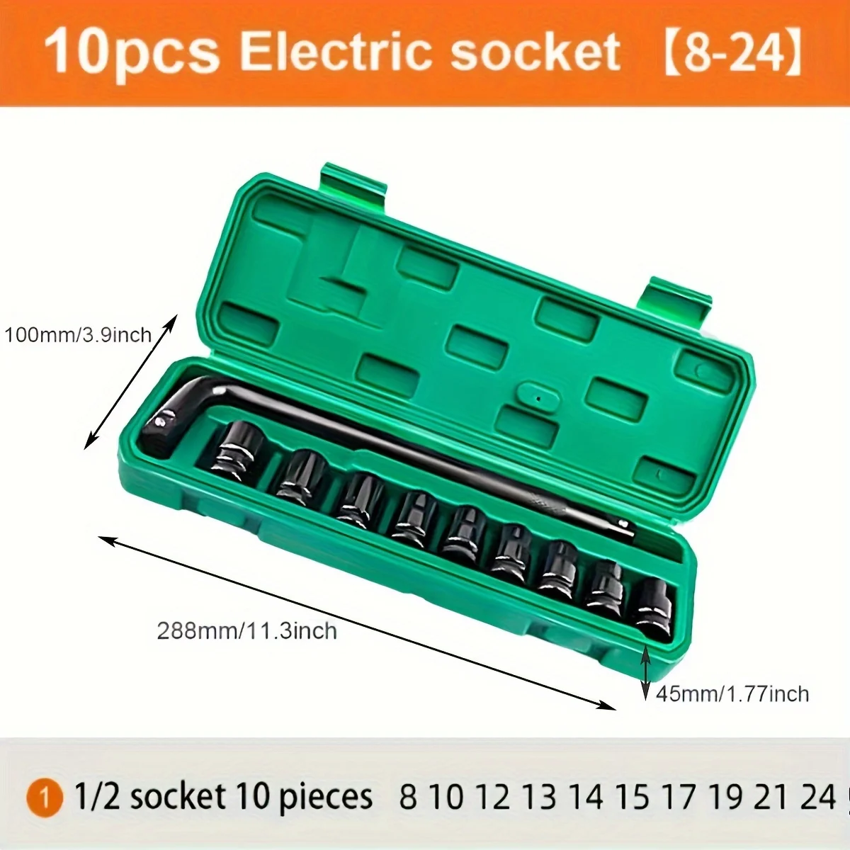 10 Stück 8–17 mm/8–24 mm Steckschlüssel-Werkzeug, Schlagschrauber-Adapter, Handwerkzeug-Steckschlüsselsatz, kurzes, verdicktes Material aus Kohlenstoffstahl – Detail 7