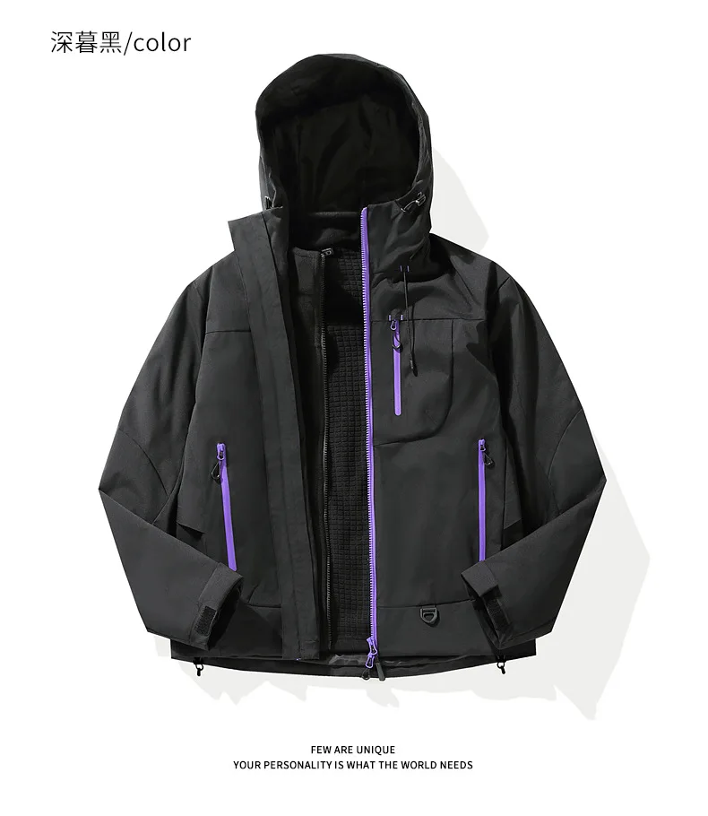 Wind- und wasserdichte Outdoor-Jacken zum Wandern, Camping, Angeln, Bergsteigen, mit Fleece gefütterte, wind- und wasserdichte Mäntel – Detail 29